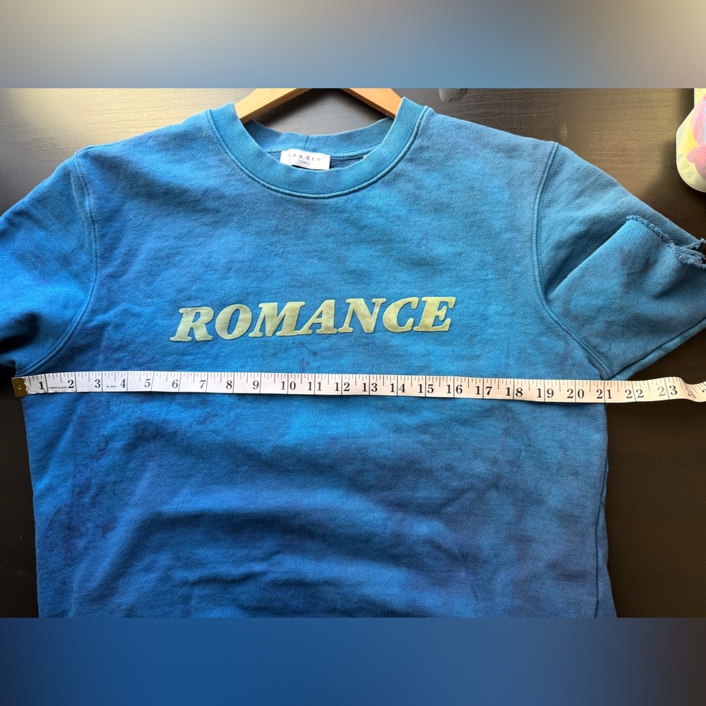 Sandro Paris Blue Tie Dye 'Romance' Terry Cloth Short Sleeve Crewneck Top - Picture 4 of 6